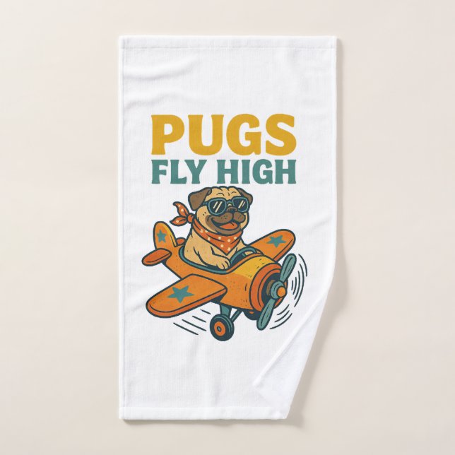 Pugs Fly High (Serviette à main)
