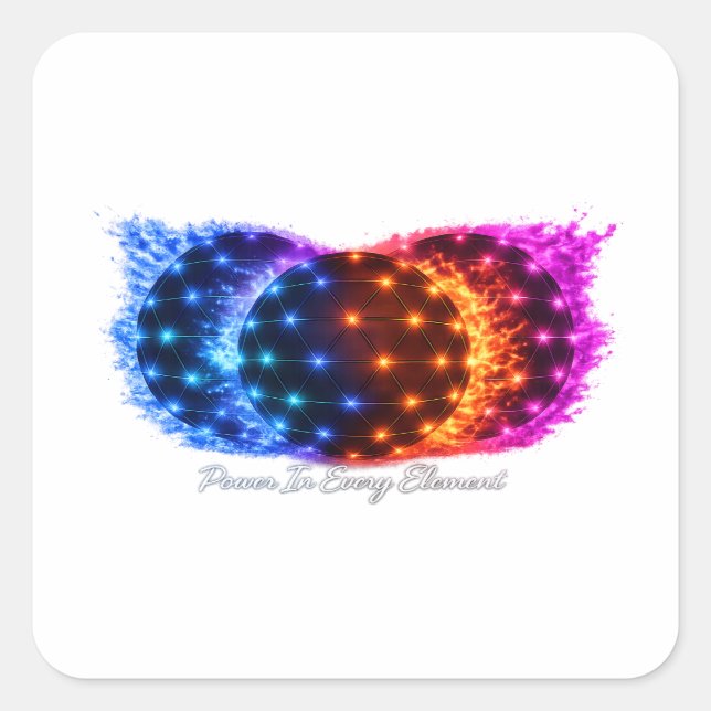 Puissance dans Chaque Elément Autocollant Feu Eau  (Devant)