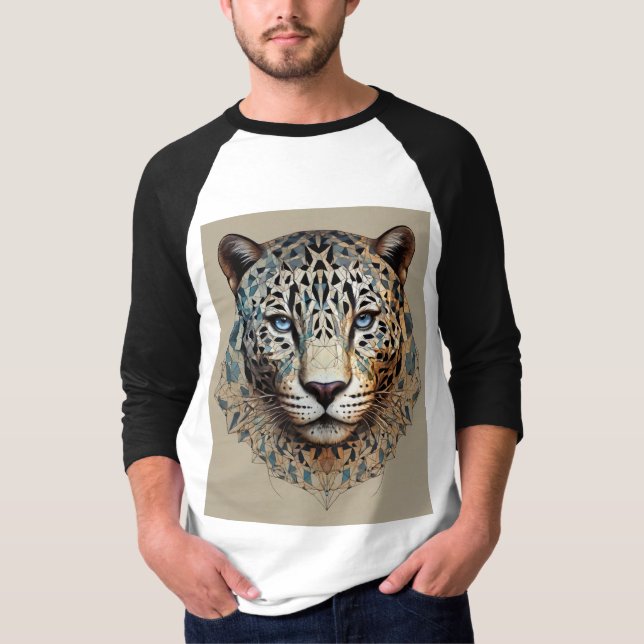 Puissance fractale : T-shirt Jaguar géométrique. (Devant)