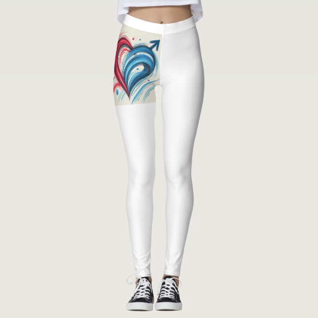 Puissant Love Heart Leggings - Dynamic Blue & Red (Devant)