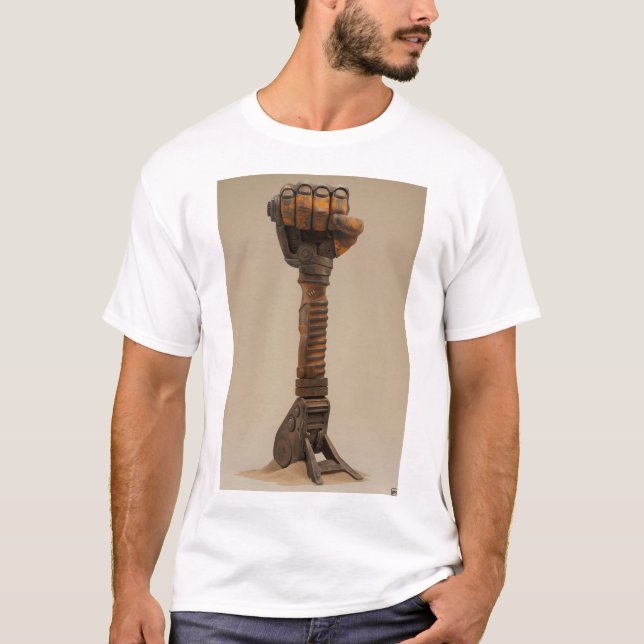 Puissante T-shirt Render 3D Jackhammer Poing (Devant)