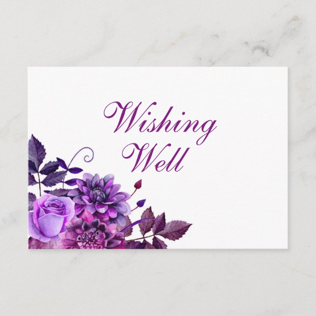 Puits de vœux aux fleurs violettes. Carte encart m (Devant)