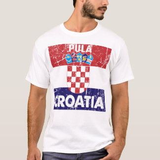 Pula Croatie Vintage Flaggen T-shirt