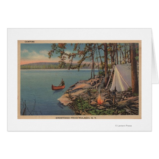 Pulaski, NY Vue du canot, Camping, Tente, Lac (Devant horizontal)
