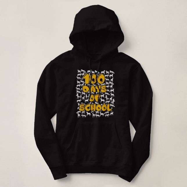 Pull À Capuche 100 Jours de l'école cheval mustang mascotte T-shi (Design devant)