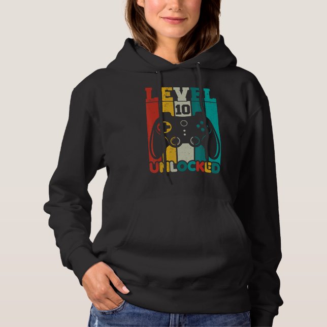Pull À Capuche 10e Birthday Boy Level 10 Unlocked 10 Year Old Vi (Devant)