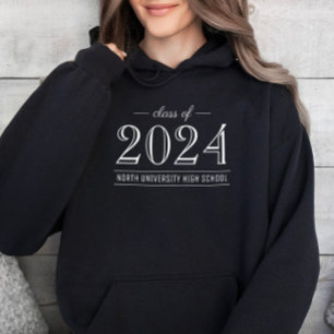 Pull À Capuche 2022 Elegant Black and White Custom Graduation