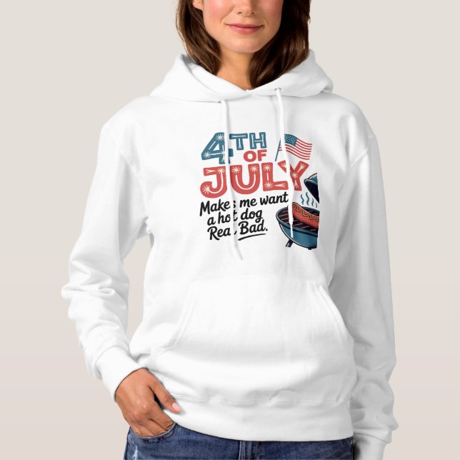 Pull À Capuche 4 juillet conception de barbecue pour chien chaud (Devant)