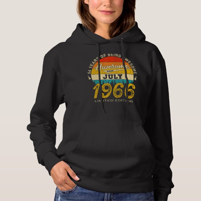 Pull À Capuche 56 Ans Awesome depuis Juillet 1966 56e Anniversair (Devant)