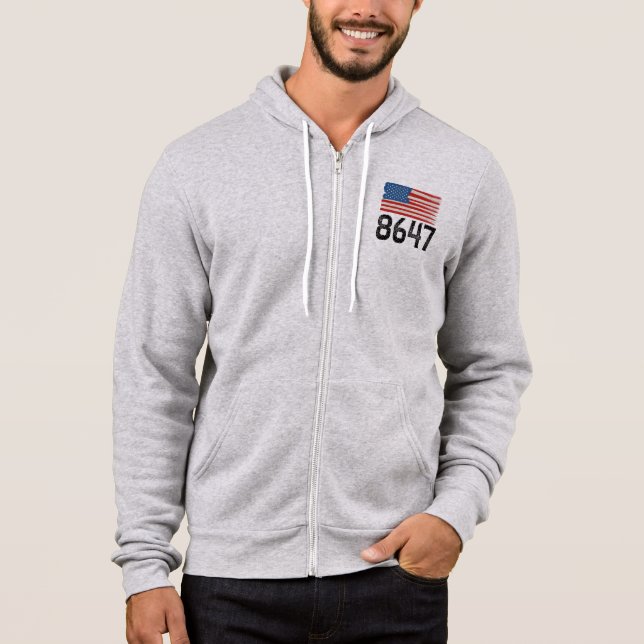 Pull À Capuche 8647 Déclaration politique du drapeau américain an (Devant)