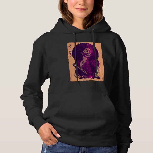 Pull À Capuche 90s Samurai guerrier japonais Streetwear Vaporwave (Devant)