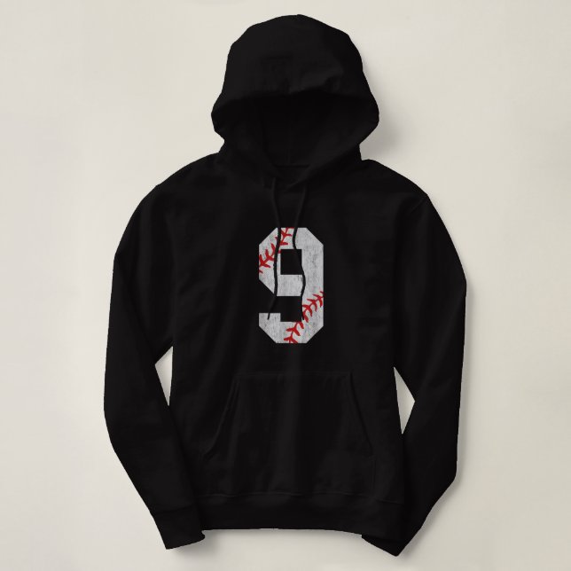Pull À Capuche 9e Anniversaire Baseball Grand Nombre Neuf 9 Anniv (Design devant)