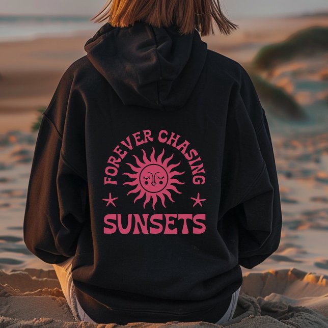 Pull À Capuche À la poursuite des couchers de soleil pour toujour (Créateur téléchargé)