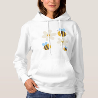 Pull À Capuche Abeilles mignonnes à fleurs blanches