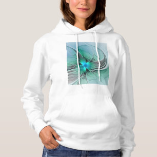 Pull À Capuche Abstrait De Bleu, Art Fractal Moderne
