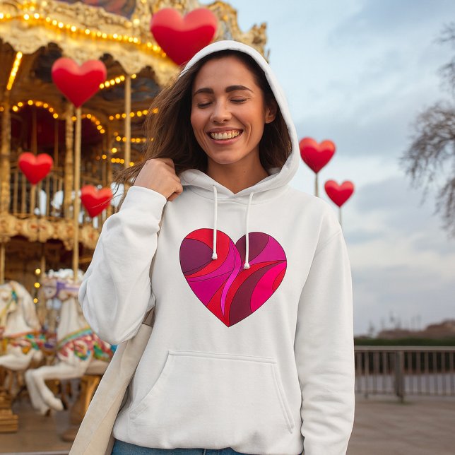 Pull À Capuche Abstrait Motif de la rotation du coeur rouge et ro (Créateur téléchargé)