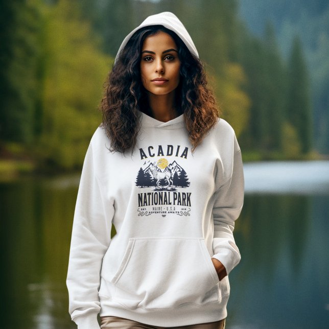 Pull À Capuche Acadia National Park Vintage Landscape (Créateur téléchargé)