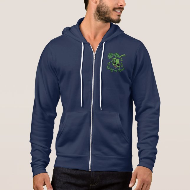 Pull À Capuche Accrochez-Vous Là, Heureuse Grenouille D'Arbre Ver (Devant)