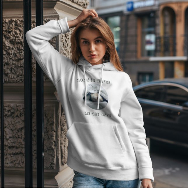 Pull À Capuche Accueil où mon chat fait des siestes photo personn (Créateur téléchargé)