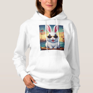 Pull À Capuche "Adorablement Awkward : Le lapin blanc espiègle av