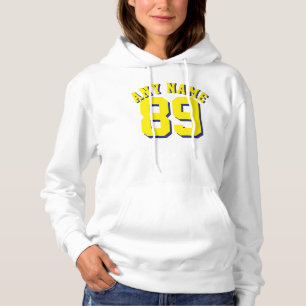 Pull À Capuche Adultes blancs et jaunes   Sports Jersey Design