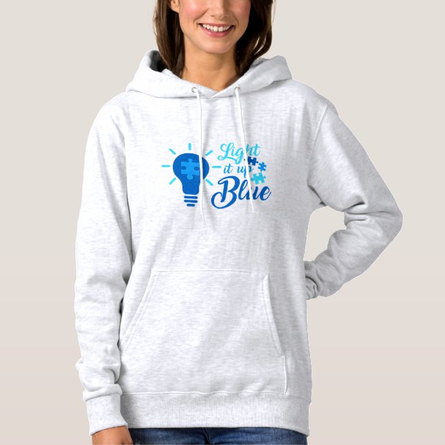 Pull À Capuche Afficher Le Support De L'Acceptation De L'Autisme  (Devant)