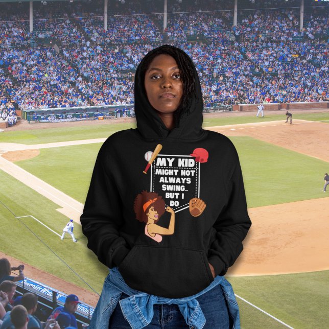 Pull À Capuche Afro Baseball Maman MON ENFANT PEUT NE PAS TOUJOUR (Funny passive aggressive protective baseball mom hoodie)