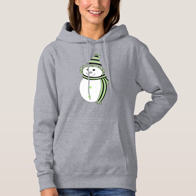Pull À Capuche Agender Pride Snowman Snowperson Drapeau vert (Devant)