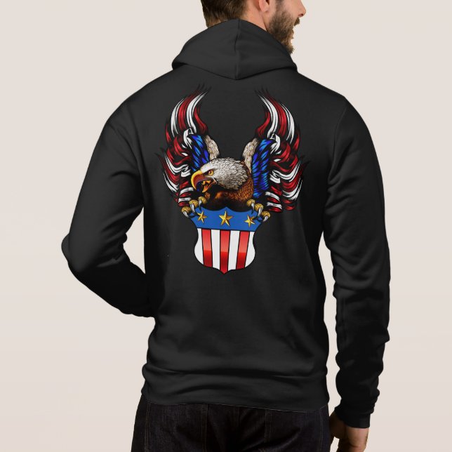 Pull À Capuche Aigle américain, Rouge Blanc & Bleu, Patriote, Swe (Dos)
