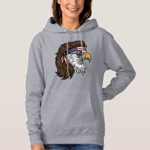 Pull À Capuche Aigle Patriotique Mulle Coupe Vintage Gravure Vect