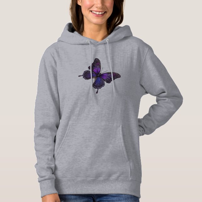 Pull À Capuche Ailes scintillantes : Papillon à étincelles violet (Devant)