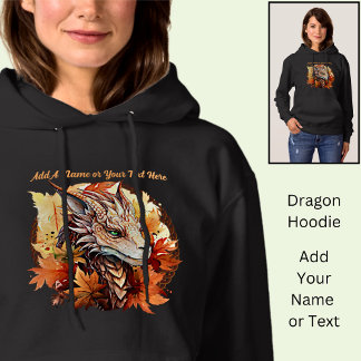 Pull À Capuche Ajouter un nom ou un texte, Dragon avec feuilles d