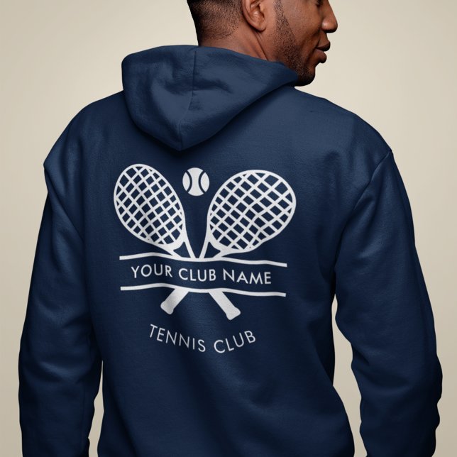 Pull À Capuche Ajouter Votre Nom Club Tennis Icônes Marine Bleu (Navy blue lawn tennis club custom hoodie)