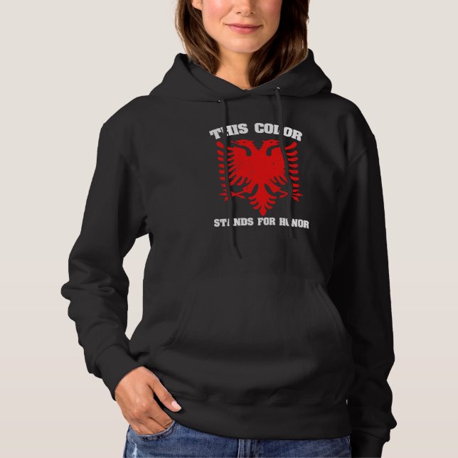 Pull À Capuche Albanie Drapeau Double Aigle À Tête Pour Patriots  (Devant)