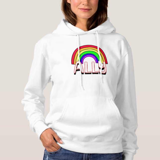 Pull À Capuche Alliance LGBTQIA+ | Cute Arc en ciel et Fierté car (Devant)