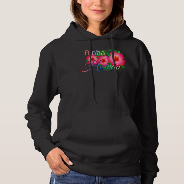Pull À Capuche Aloha Hawaii Fleurs des îles tropicales (Devant)