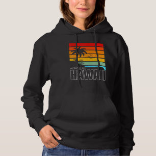 Pull À Capuche Aloha Plage Hawaïenne Palmiers Été Rétro Honol