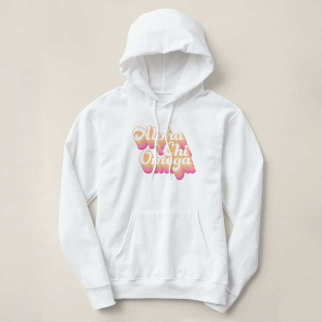 Pull À Capuche Alpha Chi Omega | Écriture Groovy (Design devant)