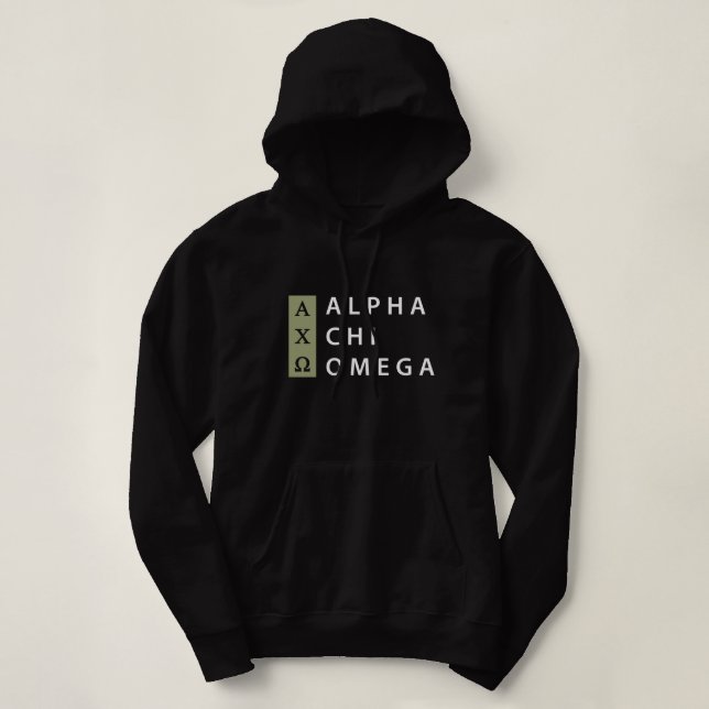 Pull À Capuche Alpha Chi Omega | Logo empilé (Design devant)