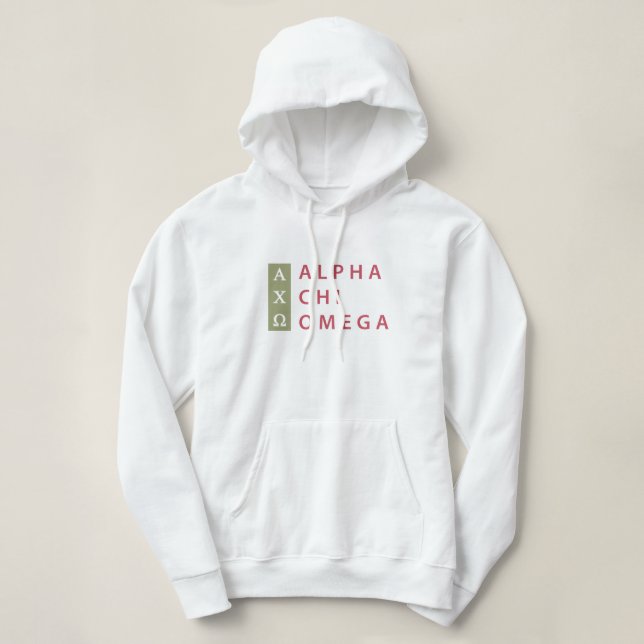 Pull À Capuche Alpha logo empilé par | d'Omega de Chi (Design devant)