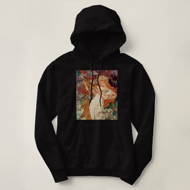 Pull À Capuche Alphonse Mucha, Les Saisons (1896) Le Printemps (Design devant)