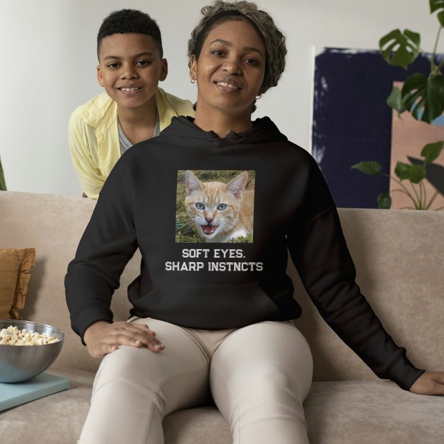 Pull À Capuche Amateur de chat personnalisé Citation noir blanc P (Créateur téléchargé)