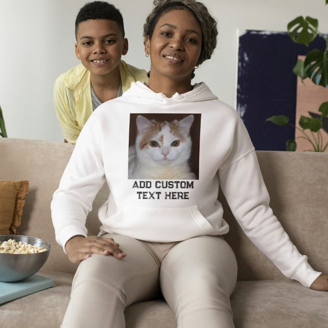Pull À Capuche Amateur de chat personnalisé texte blanc et noir P (Créateur téléchargé)