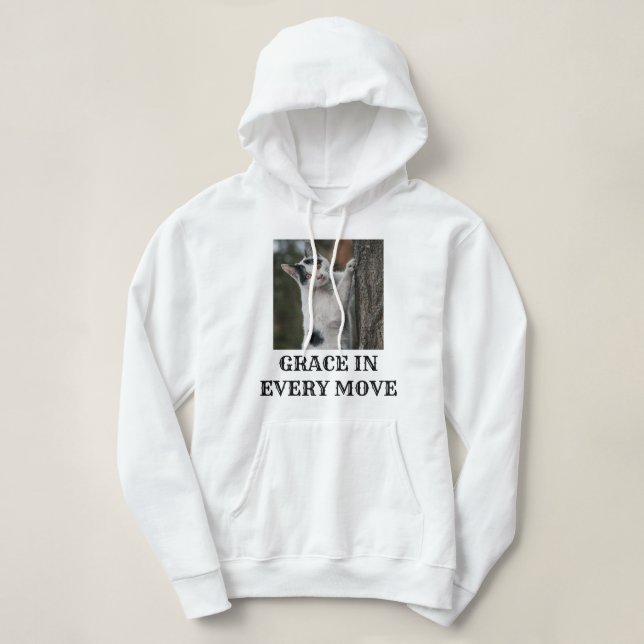 Pull À Capuche Amateur de chat personnalisé texte noir blanc (Design devant)