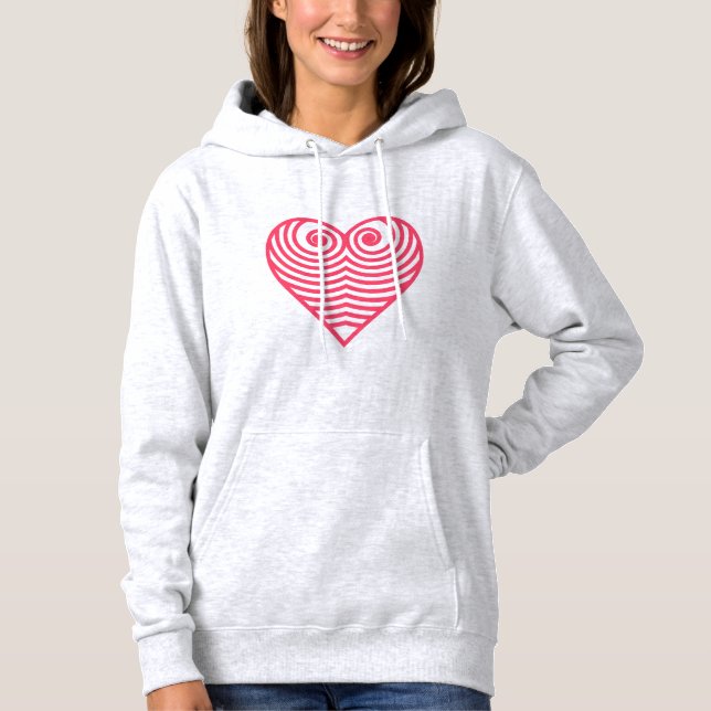 Pull À Capuche Amour Hypnotique – Cœur Contourné Rouge Minimalist (Devant)