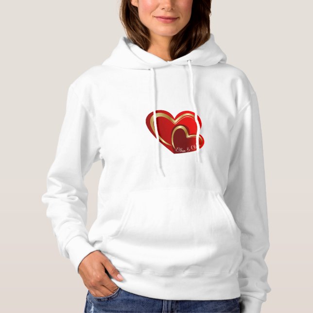 Pull À Capuche Amour tendance Coeur rouge Personnalisé Girlfriend (Devant)