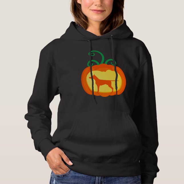 Pull À Capuche Amoureux des chiens de la lanterne Citrouille Dobe (Devant)