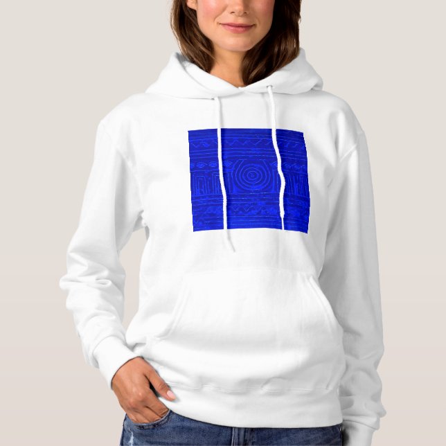 Pull À Capuche Ancien Motif mésopotamien sumérien bleu (Devant)