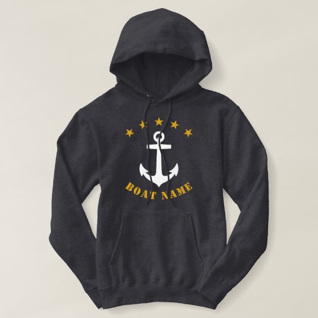 Pull À Capuche Ancre classique Gold Star Nom du bateau Grey (Design devant)