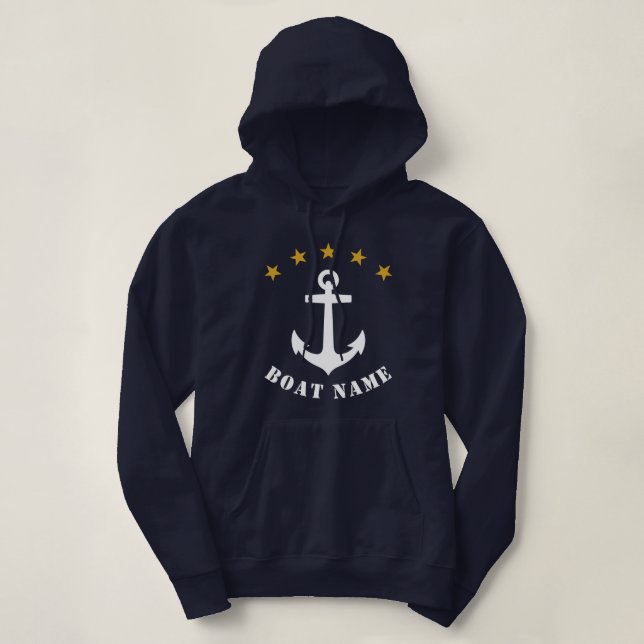 Pull À Capuche Ancre classique Gold Star Nom du bateau Marine (Design devant)